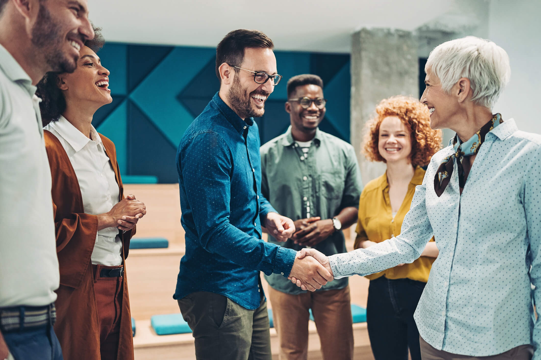 diverse team working together